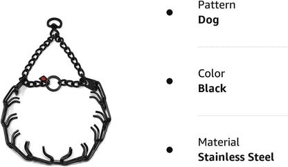 Herm Sprenger Black Stainless Steel Prong Dog anti Pull Training Collar with Swivel Ultra-Plus Pet Pinch No-Pull Collar, Made in Germany 3.2Mm X 23In