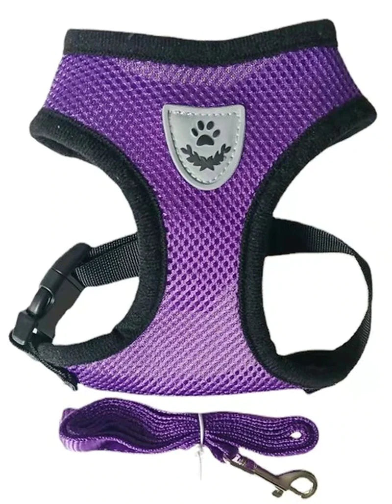 Cat Dog Harness with Lead Leash Adjustable Vest Polyester Mesh Breathable Harnesses Reflective Sti for Small Dog Cat Accessories