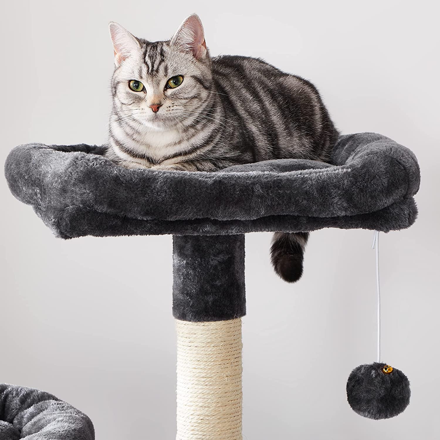Cat Tree Condo Cat Tower for Indoor Cats Kitten Furniture Activity Center Pet Kitty Play House with Sisal Scratching Posts Perches Hammock Grey MMJ01B