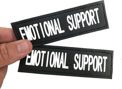 Reflective Emotional Support Patches with Hook Backing for Service Animal Vests/Harnesses Large (6 X 2) Inch