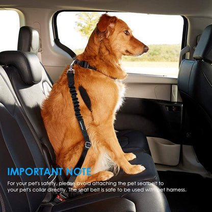 3 Piece Set Dog Seat Belt, Retractable Dog Car Harness Adjustable Pet Safety Belt with Elastic Bungee Buffer, Heavy Duty & Durable & 360 Degree Swivel Dog Seatbelts