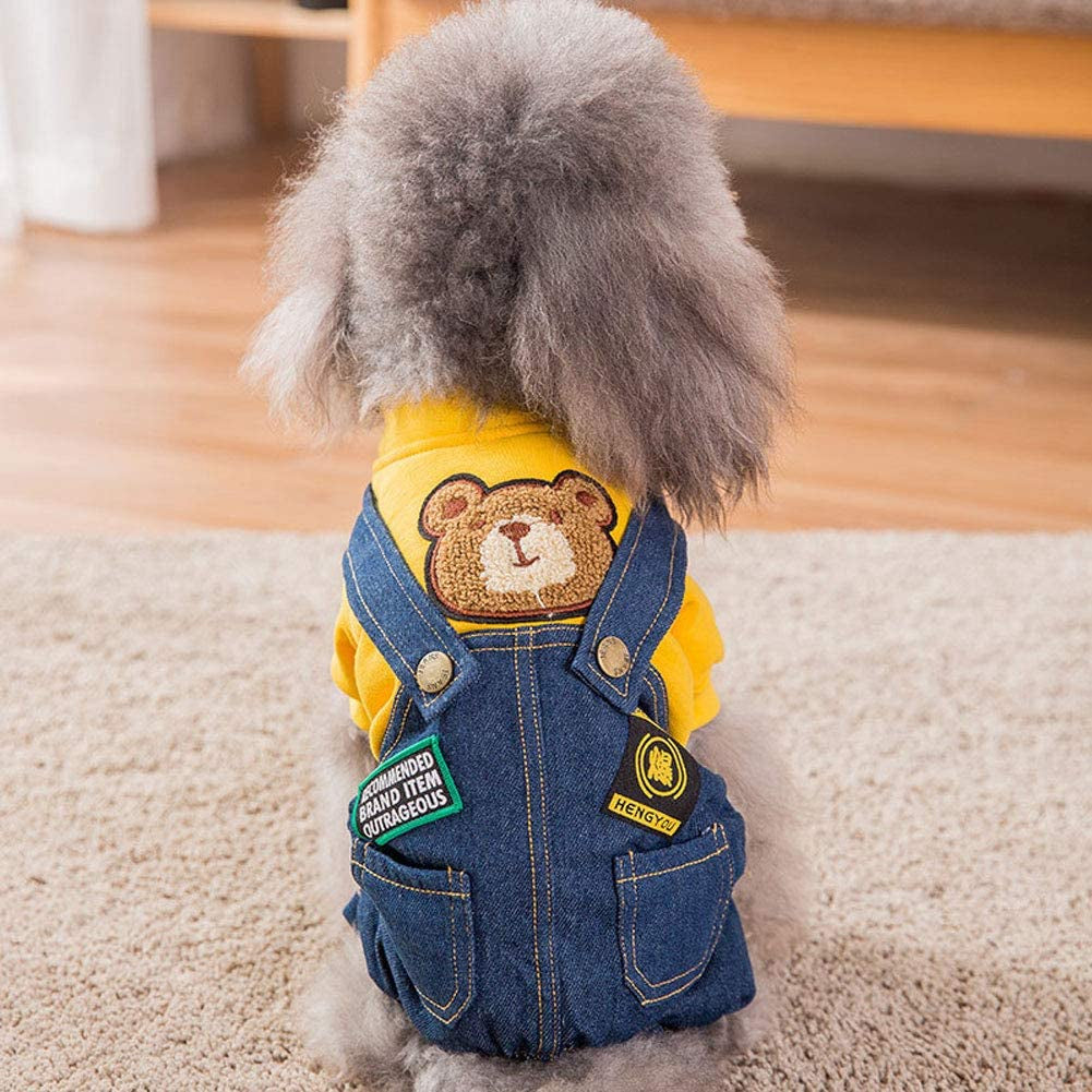Dog Costume Clothes, Cute Denim Overalls for Small & Medium Pets, Boy & Girl Dogs Coats Jeans T-Shirts Sweatshirts