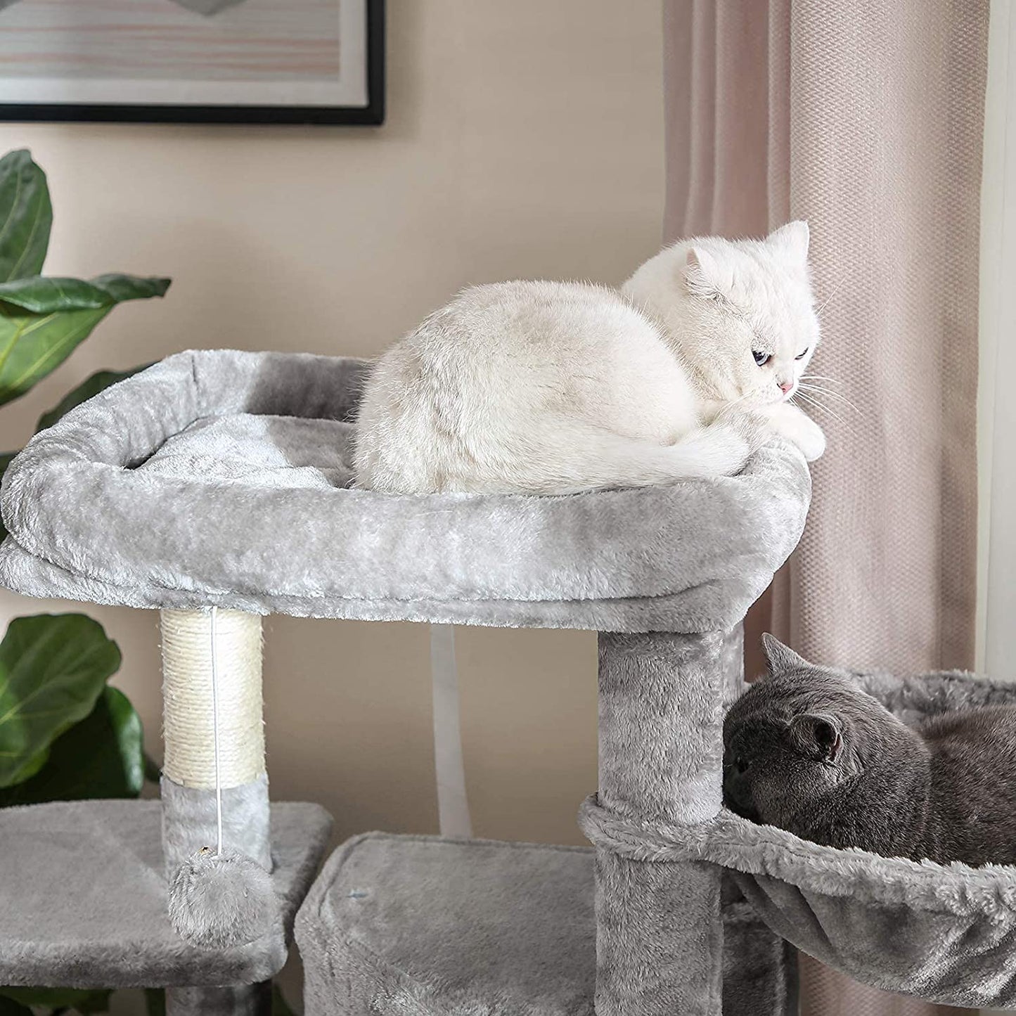 Cat Tree, Cat Tower, Scratching Posts, 47.2 Inches, Light Gray UPCT80W