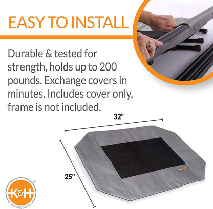 K&H Pet Products Original Pet Cot Replacement Cover (Cot Sold Separately) - Gray/Black Mesh, Medium 25 X 32 Inches