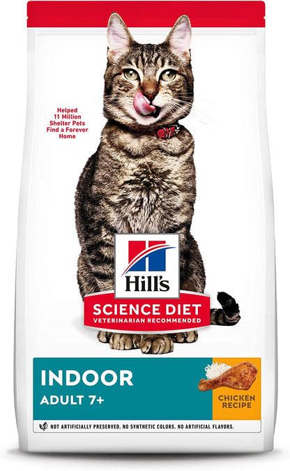 Hill'S Science Diet Dry Cat Food, Adult 7+ for Senior Cats, Indoor, Chicken Recipe, 15.5 Lb. Bag