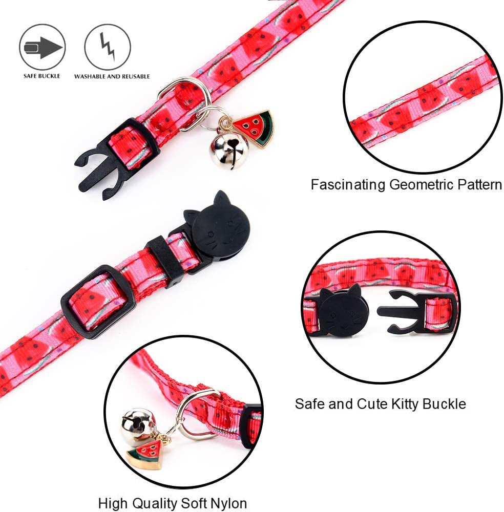 Cat Collars Breakaway with Bell - 4 Pack Cat Safety Collars for Boys & Girls - Safety Buckle Kitten Collar for Pet Supplies,Stuff,Accessories