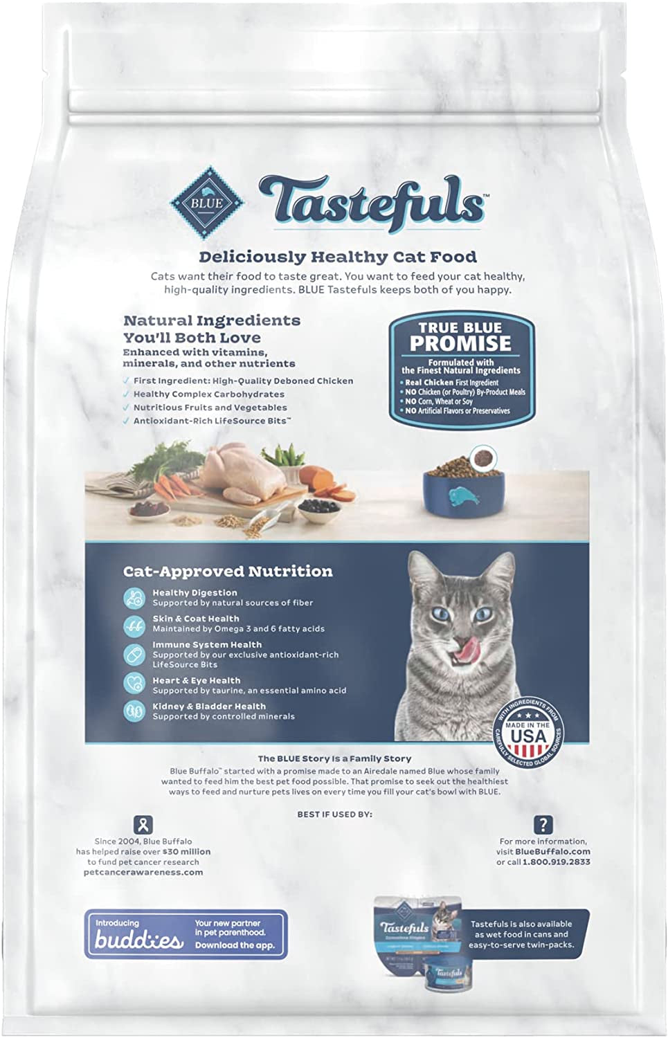Blue Buffalo Tastefuls Active Natural Adult Dry Cat Food, Chicken 3Lb Bag