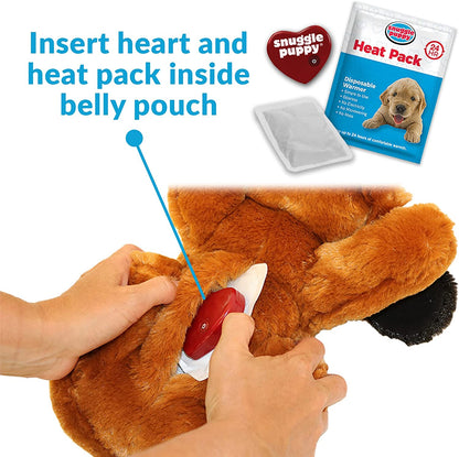 Original Snuggle Puppy Heartbeat Stuffed Toy for Dogs - Pet Anxiety Relief and Calming Aid - Comfort Toy for Behavioral Training - Biscuit