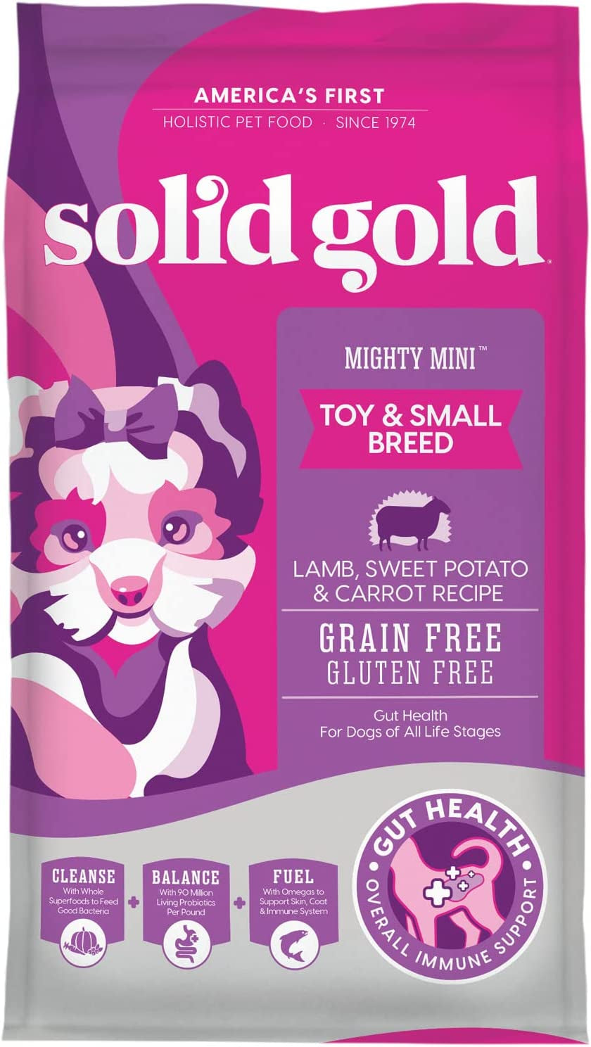 Solid Gold Mighty Mini Small Breed Dog Food - Dry Dog Food for Any Toy Breed - for Gut Health & Sensitive Stomach Support - Digestive Probiotics for Dogs - Grain & Gluten Free Recipe