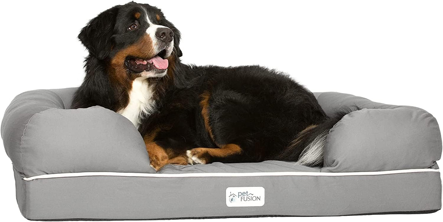 Petfusion Ultimate Dog Bed, Orthopedic Memory Foam, Medium Firmness Pillow, Waterproof Liner, YKK Zippers, Breathable 35% Cotton Cover, 1Yr. Warranty,Slate Grey, X-Large (44X34")