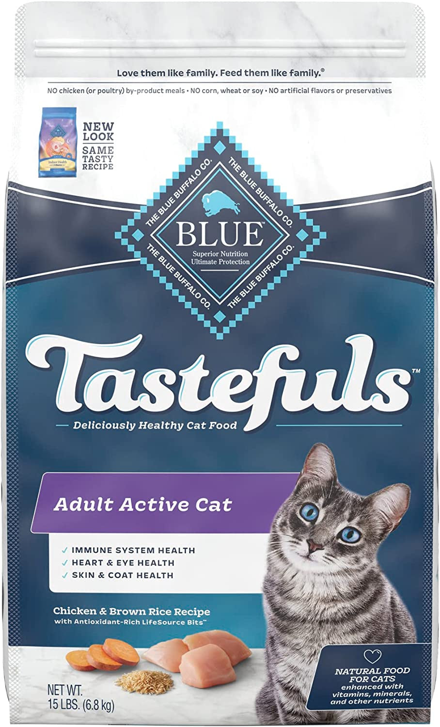 Blue Buffalo Tastefuls Active Natural Adult Dry Cat Food, Chicken 15Lb Bag
