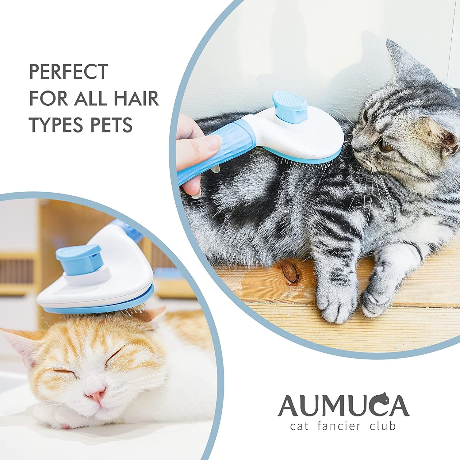 Aumuca Cat Brush and Dog Brush, Cat Brush for Shedding and Grooming with Long or Short Hair Self Cleaning Slicker Brush