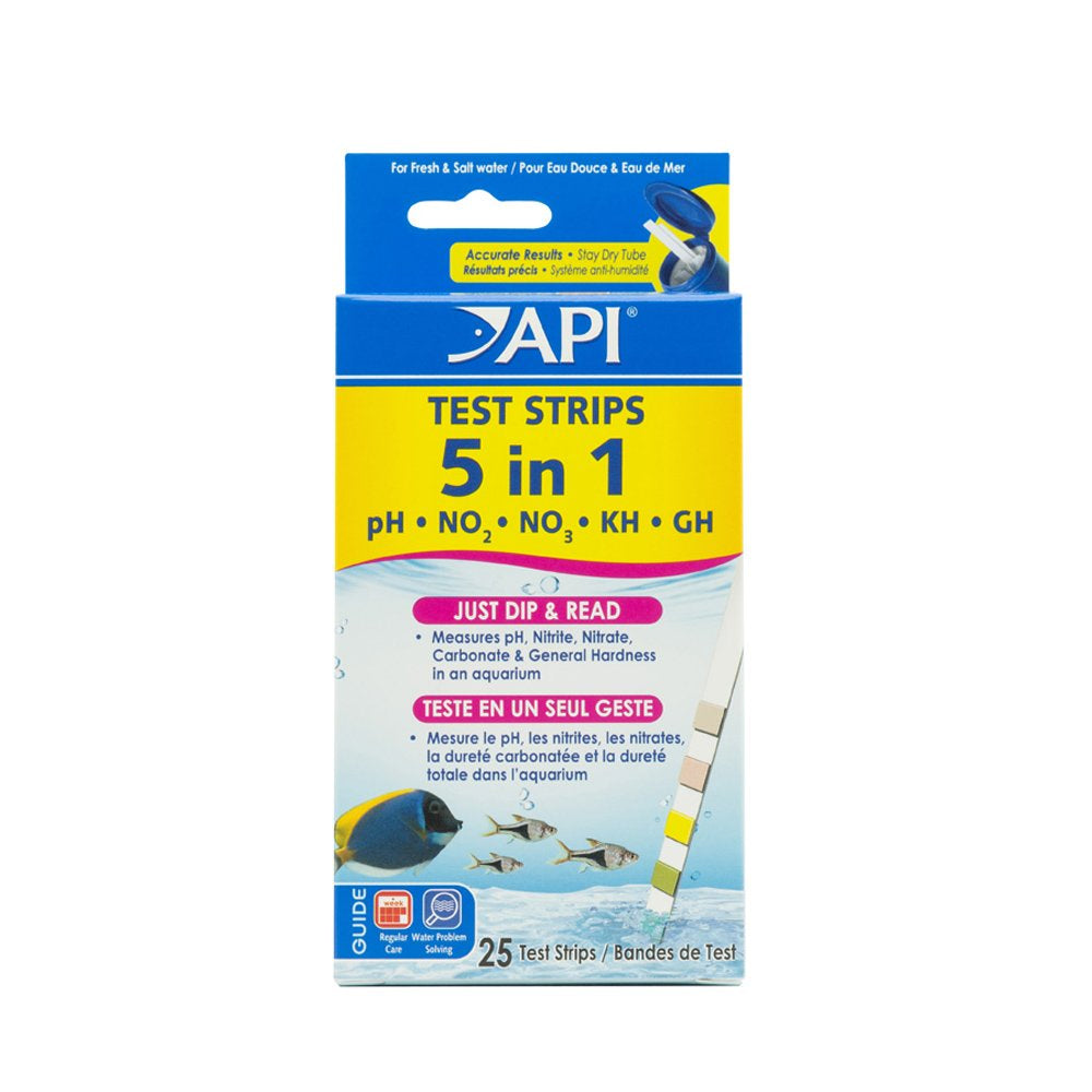 API 5-In-1 Test Strips Freshwater and Saltwater Aquarium Test Strips 25-Count Box