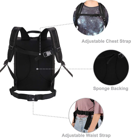 Pet Carrier Backpack for Large/Small Cats and Dogs, Puppies, Safety Features and Cushion Back Support for Travel, Hiking, Outdoor Use (Black)