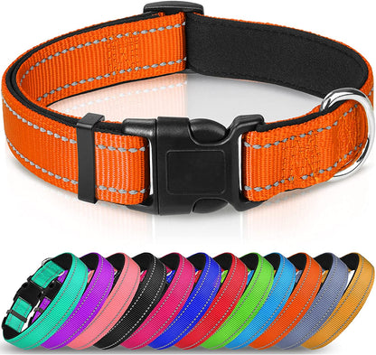 Dog Collar,Soft Neoprene Padded Breathable Nylon Pet Collar Adjustable for Small Dogs,Orange,S