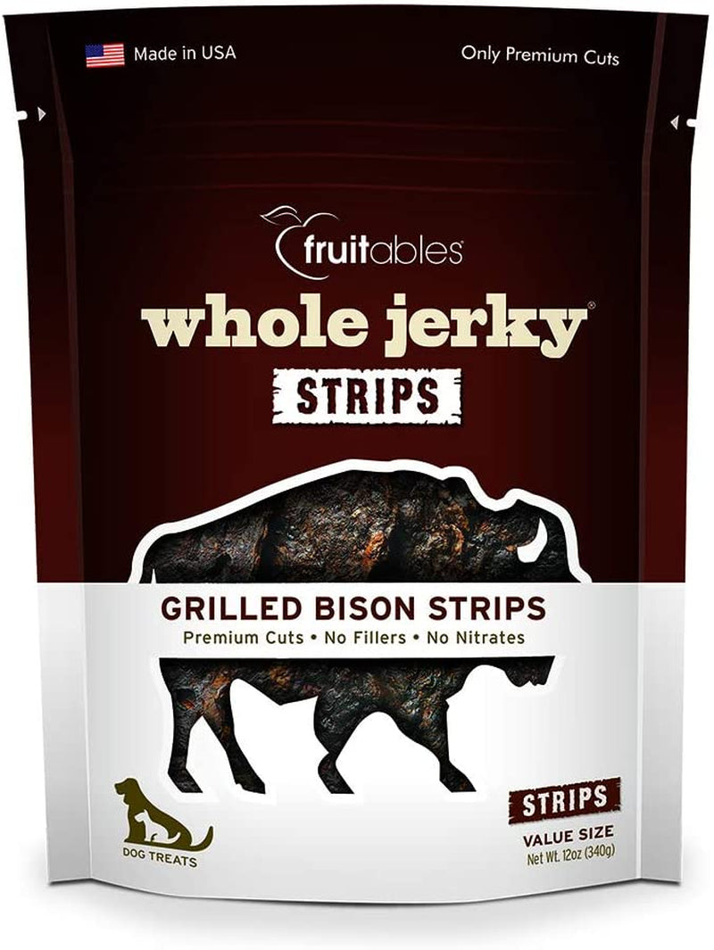 Whole Jerky Dog Treats – Jerky Strips for Dogs – Gluten Free, Grain Free, Wheat Free – Made with Premium Meat and No Added Fillers – Grilled Bison – 12 Ounces