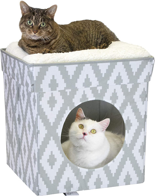 Kitty City Large Cat Bed, Stackable Cat Cube, Indoor Cat House/Cat Condo, Cat Scratcher