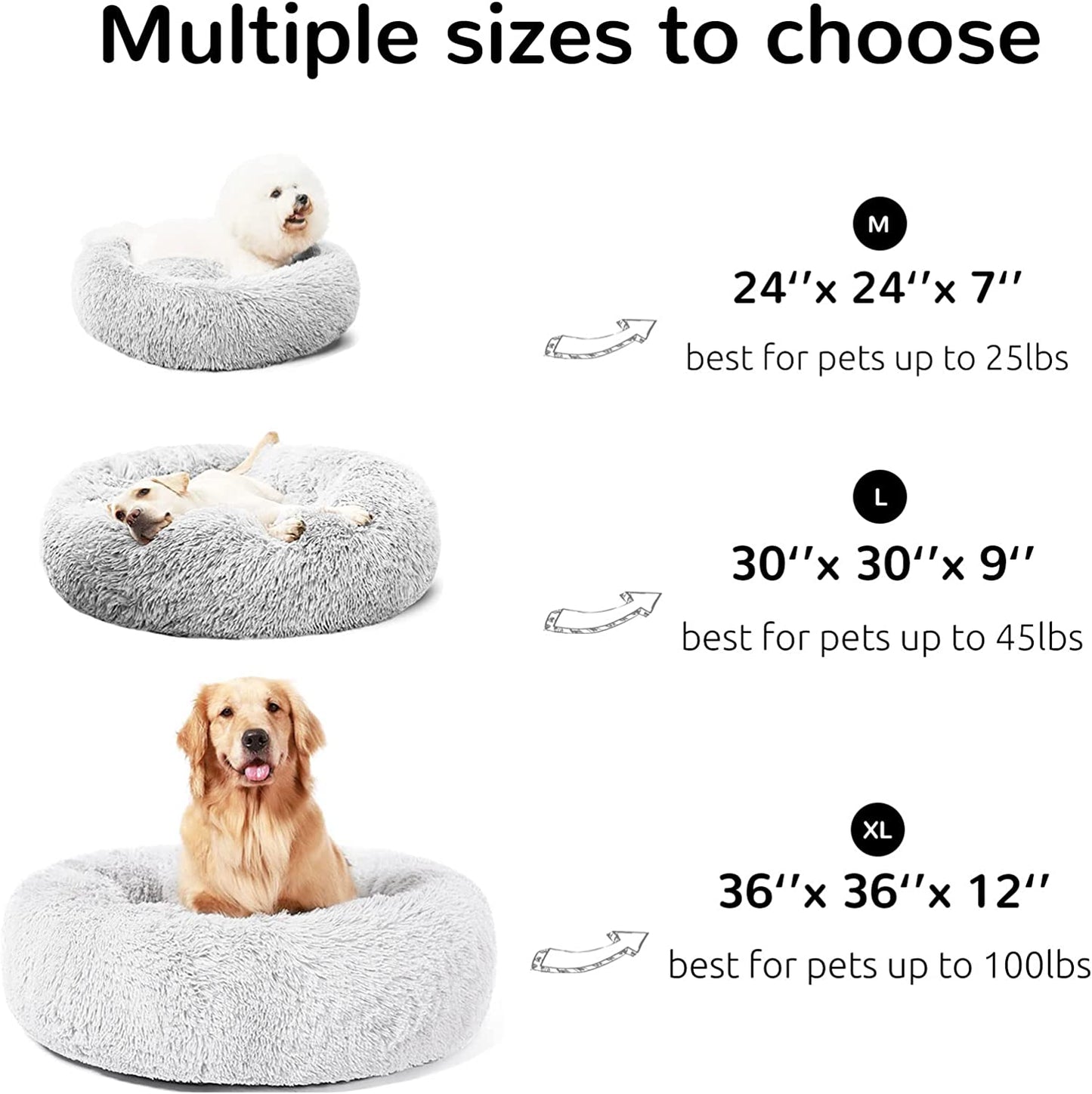 Dog Beds Calming Donut Cuddler, Puppy Dog Beds Large Dogs, Indoor Dog Calming Beds Large,30''