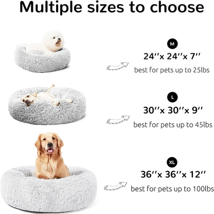 Dog Beds Calming Donut Cuddler, Puppy Dog Beds Large Dogs, Indoor Dog Calming Beds Large,30''