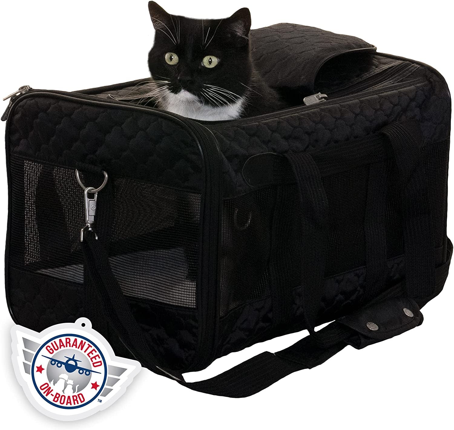 Sherpa Original Deluxe Travel Pet Carrier, Airline Approved - Black Lattice, Large
