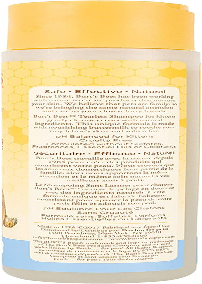 Burt'S Bees for Pets Kitten Natural Tearless Shampoo with Buttermilk, 10 Oz - Burts Bees Cat Shampoo, Kitten Shampoo for Cats - Cat Grooming Supplies, Cat Bath Supplies, Kitty Shampoo, Pet Shampoo