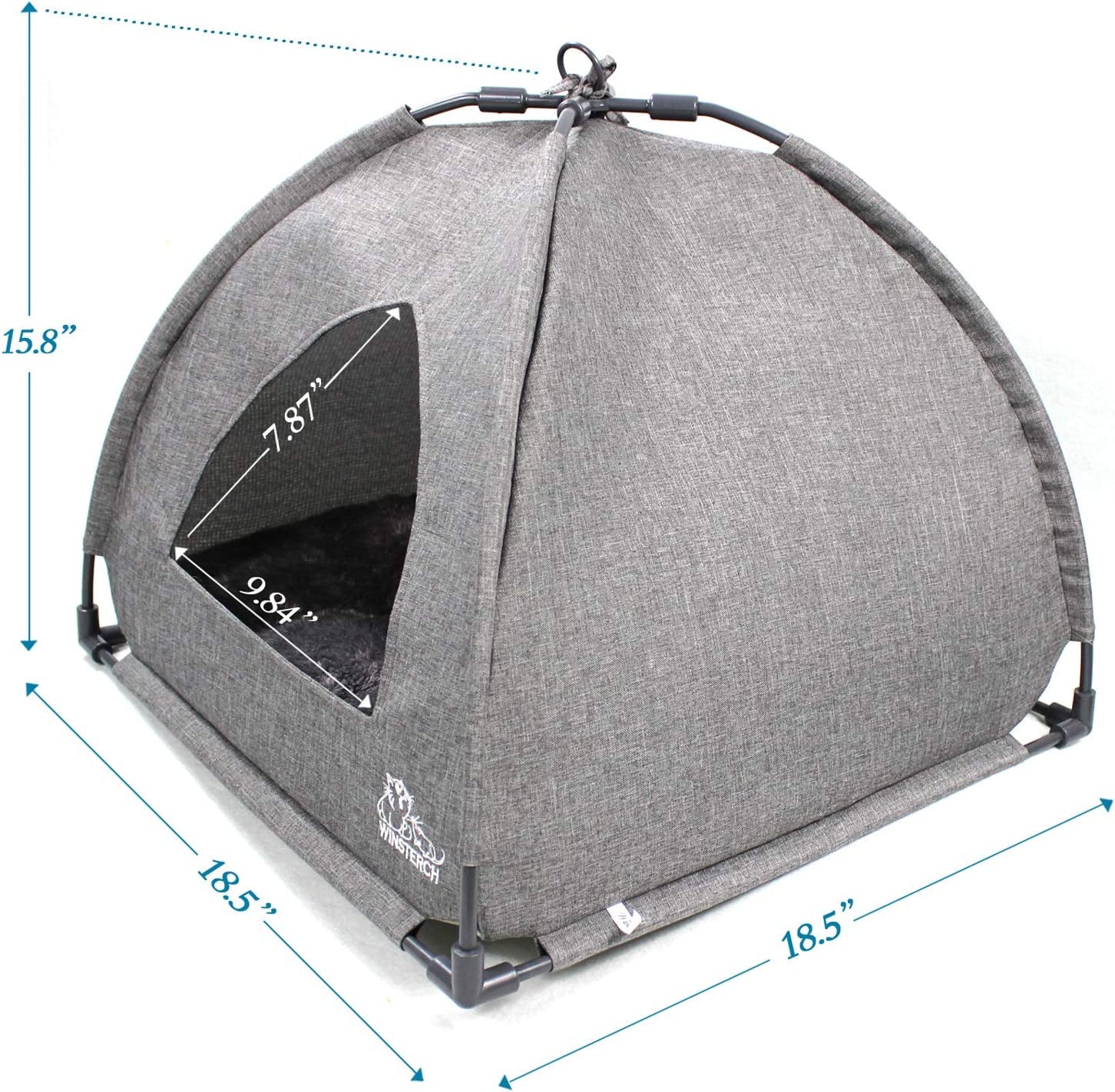 Winsterch Cat Bed for Indoor Cats,Kitten Bed,Cat Cave Bed,Warm Enclosed Covered Cat Tent,Outdoor Cave Bed House for Cats,Puppy or Small Pets (18.5'' X 18.5'' X 15.8'', Grey)