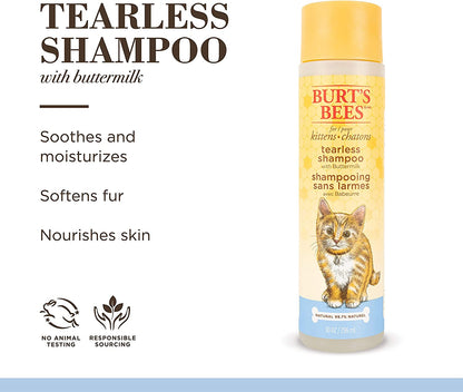 Burt'S Bees for Pets Kitten Natural Tearless Shampoo with Buttermilk, 10 Oz - Burts Bees Cat Shampoo, Kitten Shampoo for Cats - Cat Grooming Supplies, Cat Bath Supplies, Kitty Shampoo, Pet Shampoo