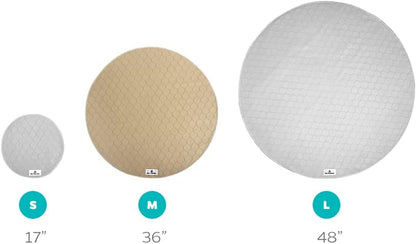 Washable round Whelping Pads (2Pack) of 36" Circle Premium Pee Pads for Dogs, Waterproof Dog Pee Pads, Circle Reusable Dog Training Pads, & Pet Pee Pads! Modern Puppy Pads! -1 Tan & 1 Grey
