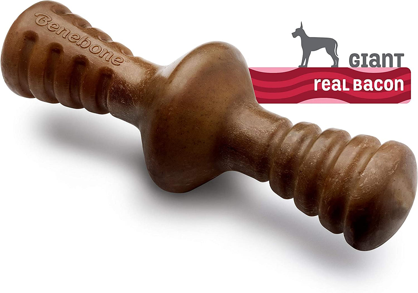 Zaggler Rolling Dog Chew Toy for Aggressive Chewers, Real Bacon, Made in USA, Giant