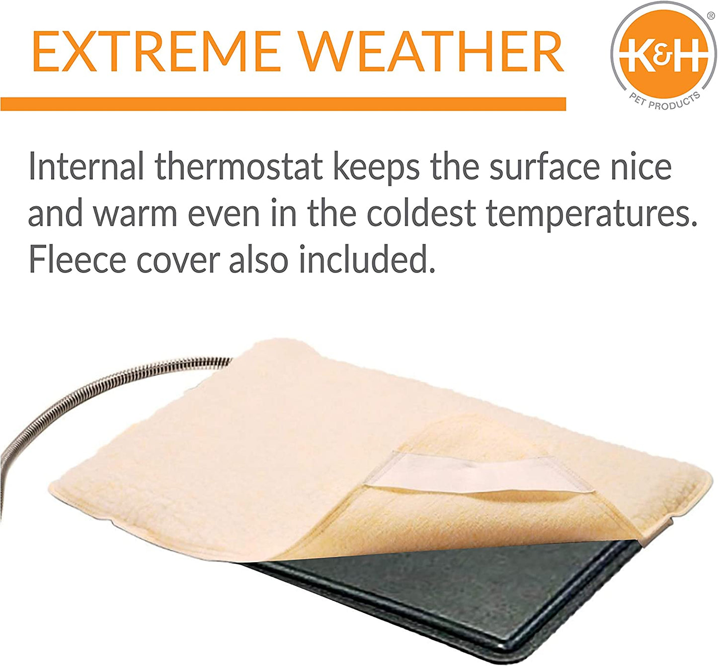 K&H Pet Products Extreme Weather Cat Heating Pad Outdoor, Heated, for Indoor and Outdoor Use Black Small 12.5 X 18.5 Inches 40W