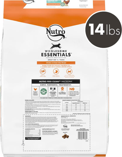 WHOLESOME ESSENTIALS Adult Indoor Natural Dry Cat Food for Healthy Weight Farm-Raised Chicken & Brown Rice Recipe, 14 Lb. Bag