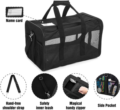 Scratchme Pet Travel Carrier Soft Sided Portable Bag for Cats, Small Dogs, Kittens or Puppies, Collapsible, Durable, Airline Approved, Travel Friendly, Carry Your Pet with You Safely and Comfortably